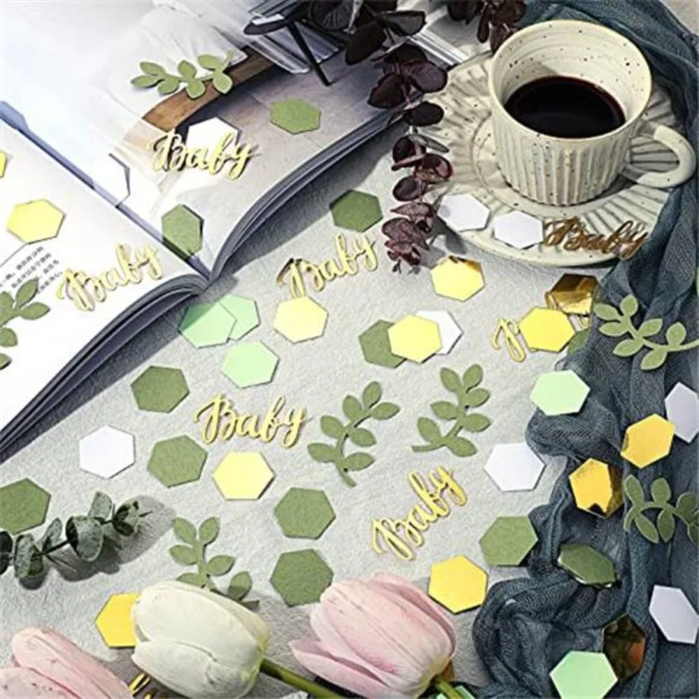 Baby Shower Confetti 220pcs Greenery Eucalyptus Gold Table Decorations Party